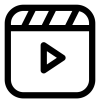 reel_15402986 Clapperboard icon with a play button, showing video content creation